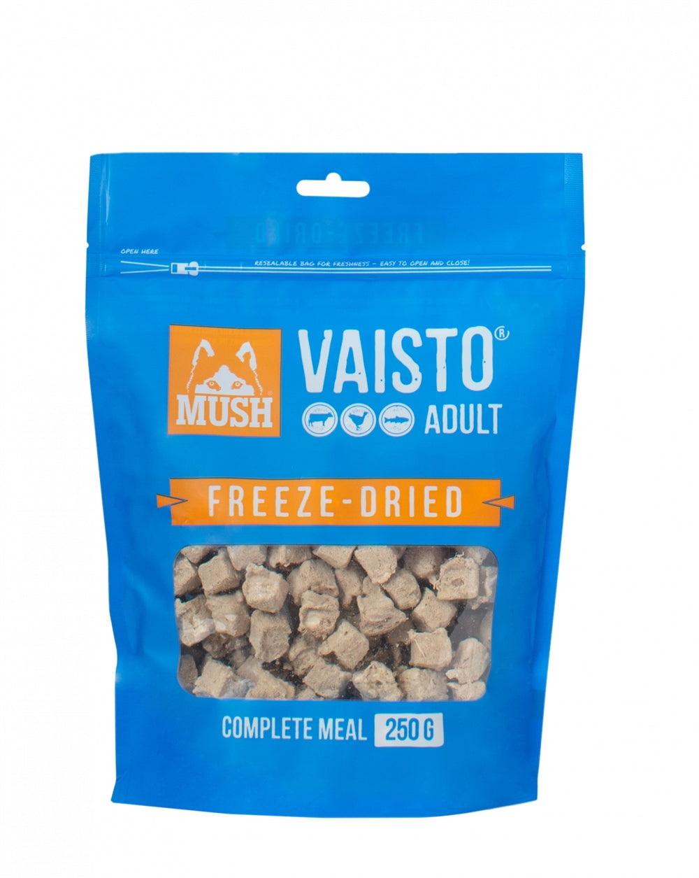 MUSH Instinct Blå Frysetørret BARF (Oksekød, Kalkun og Laks) 250 gr.