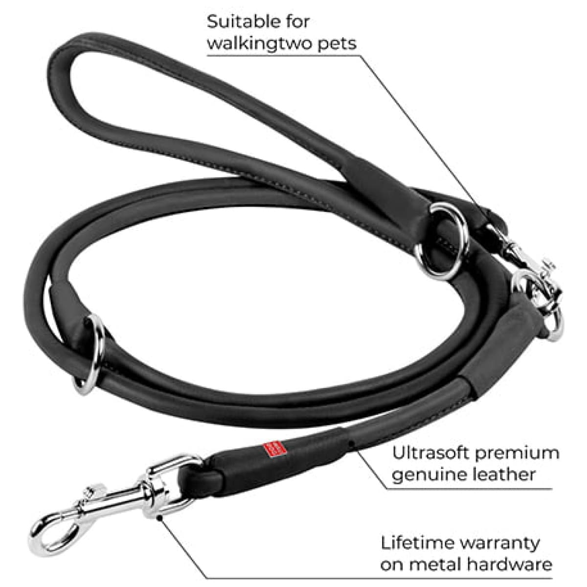 Waudog Soft rundsyet læder dressurline – 183 cm / 10 mm