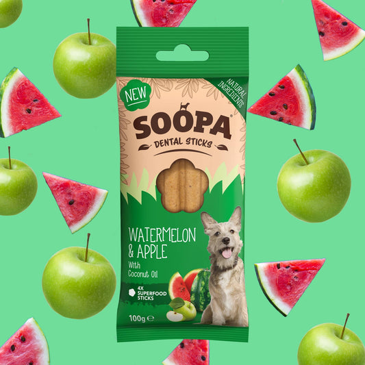 🍉 Soopa Dental Sticks – vandmelon & æble (4 stk)