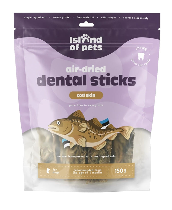 Island of Pets Air-dried Atlantic Cod torske Skin Dental Sticks