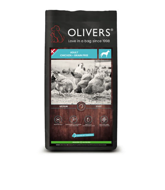 Olivers Voksen kornfrit kylling mellem-store racer 10 kg