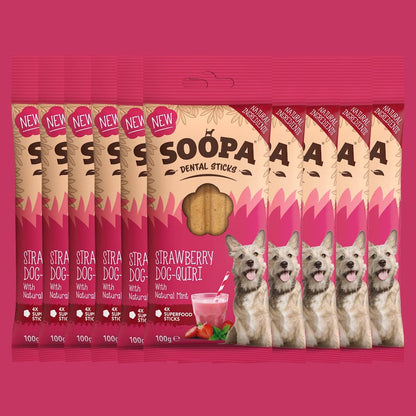 🦷 Soopa Dental Sticks – Strawberry Dog-Quiri (4 stk)